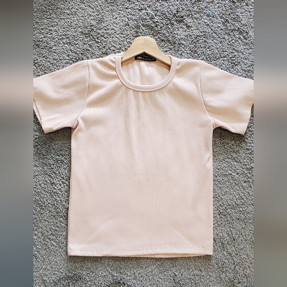 💚5/$25 ZARA Cream Beige Classic Ribbed Stretch Women's Top Size Medium - Picture 5 of 8